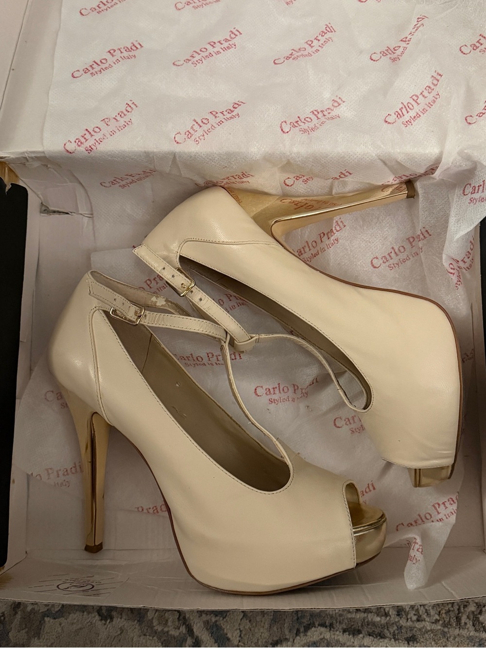 I.N.C- Women's Cream Peep-Toe Platform Heels